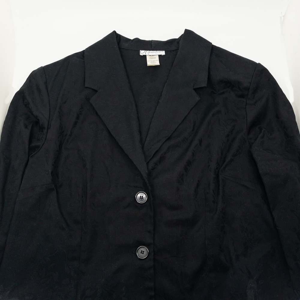 Black Jacquard Print, 3/4 Length Sleeved, Button Front Jacket